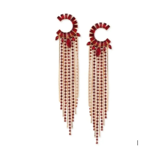 Guess Jewelry - GUESS Red Semi-circle & Fringe Chandelier Earrings